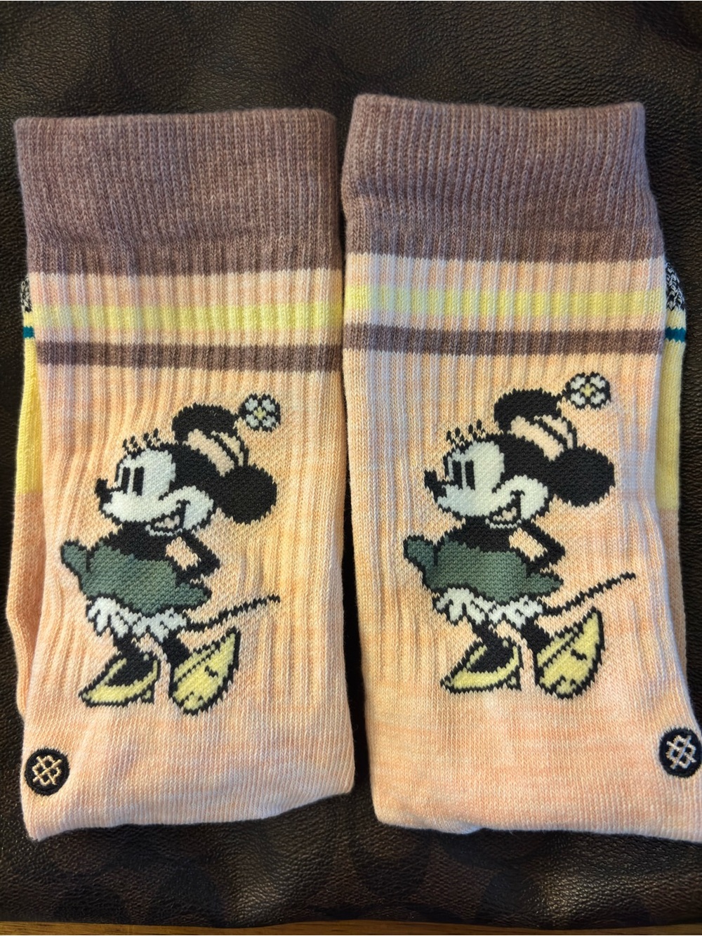 Disney Minnie Mouse Peach Crew Socks - Women's Novelty Socks